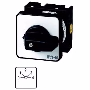 Interruttore a gradini Eaton, T0, 20 A, da incasso, 2 moduli, contatti: 4, 45°, con scatto, con posizione 0, 0-4, codice articolo 15025 011183