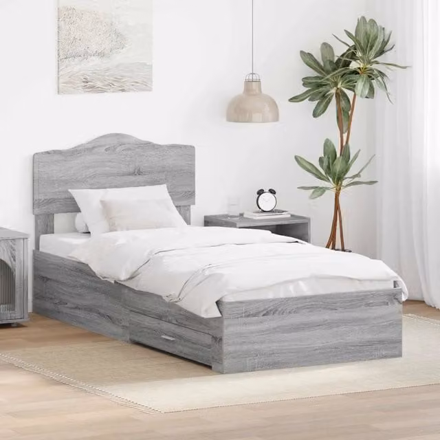 Struttura del letto con cassetto Grigio Sonoma 100 x 200 cm 3413234