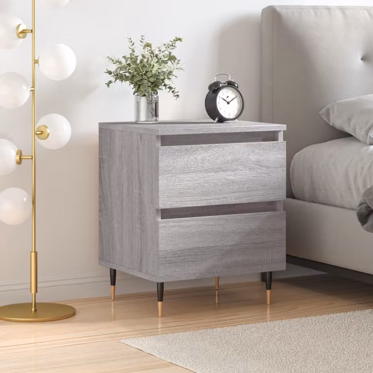 Comodino moderno da parete vidaXL in legno e metallo, Grigio opaco, L: 40 cm, P: 35 cm, H: 50 cm