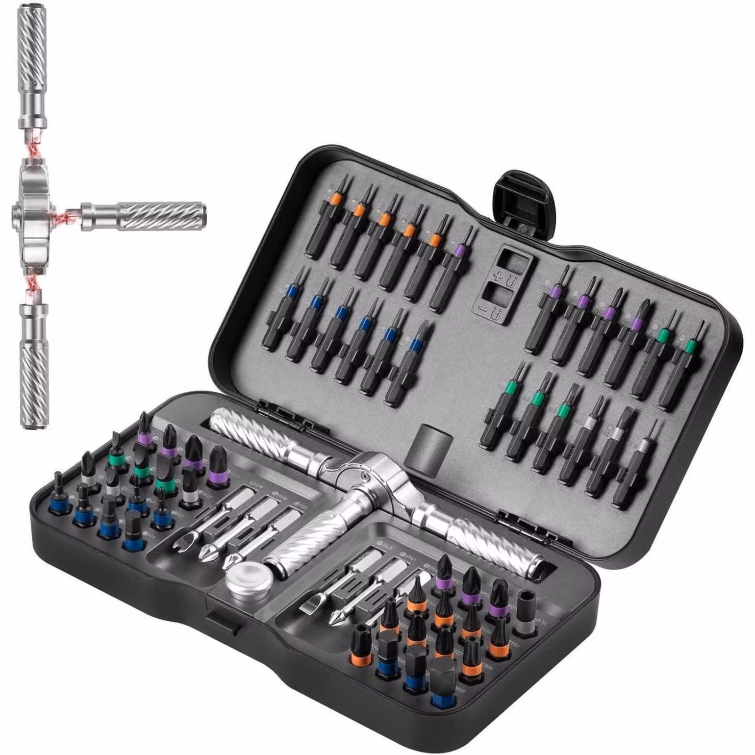 Set di cacciaviti a raggio variabile, 66 pezzi, con punta magnetica in acciaio S2, albero flessibile, ideale per mobili ed elettronica