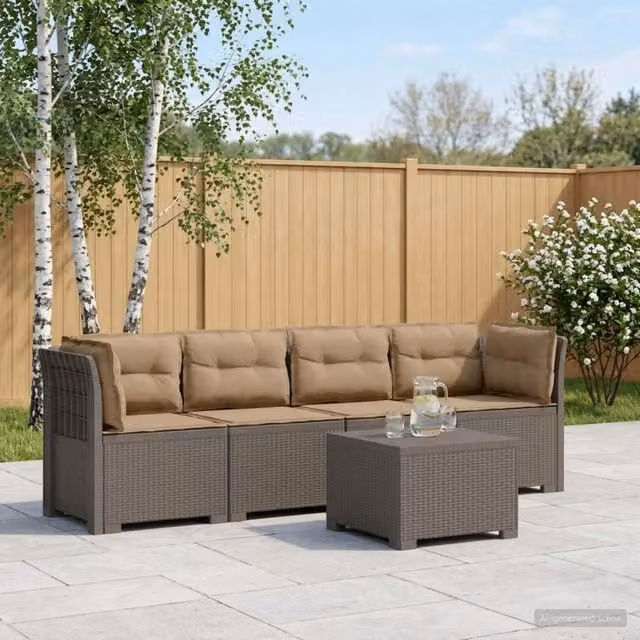 Divano da Giardino a 4 Posti con Cuscini in Stile Rattan PP 3443884