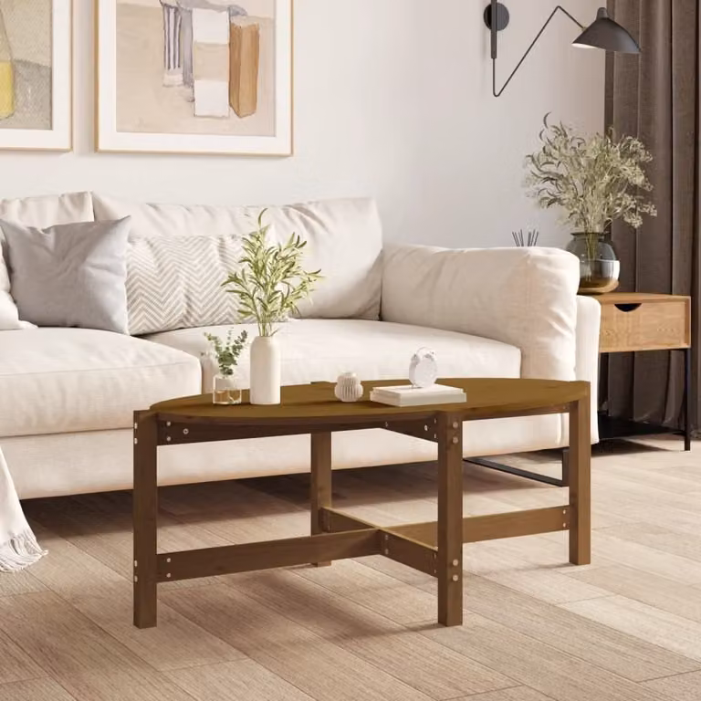 vidaXL Tavolino marrone miele 118x63x45 cm in legno di pino massiccio - Tavolino - Tavolini - Tavolino - Tavolino da divano