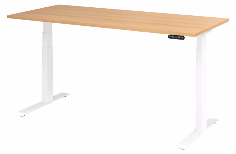 Scrivania regolabile in altezza XDKB | 2 motori | 120 - 180 cm | elettrica, dimensioni piano:180 x 80 cm, colore piano:rovere, colore struttura:bianco