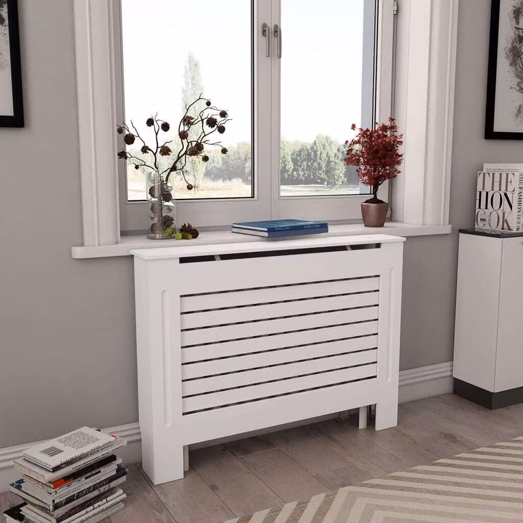 The Living Store Copriradiatore bianco 112×19×81,5 cm MDF