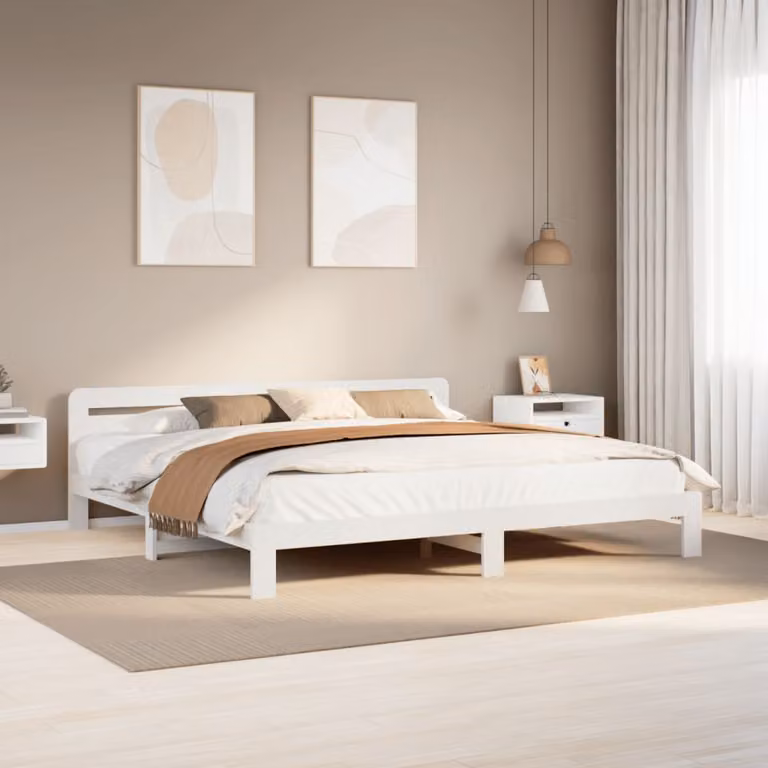 vidaXL Giroletto in Legno Massello di Pino Bianco con Doghe Rigide 200x200 cm