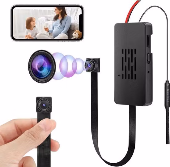 Telecamera di sorveglianza Wi-Fi Dura compatta con visione notturna e rilevamento di movimento, colore nero