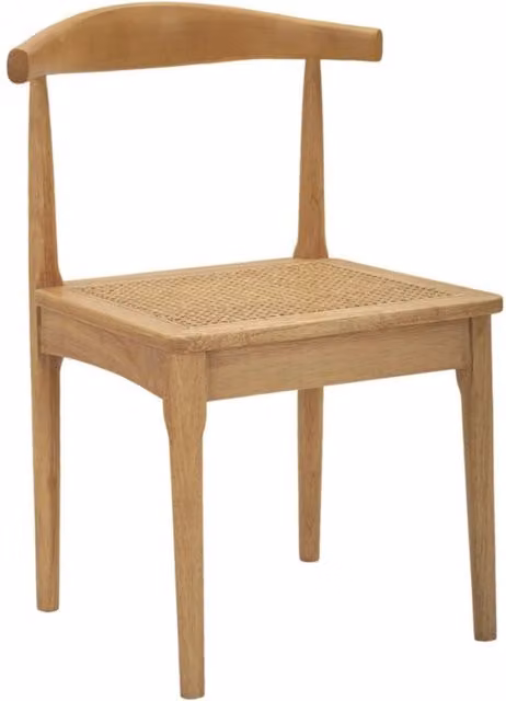 Sedia Japan -A- in legno di hevea e rattan — set 2 pezzi