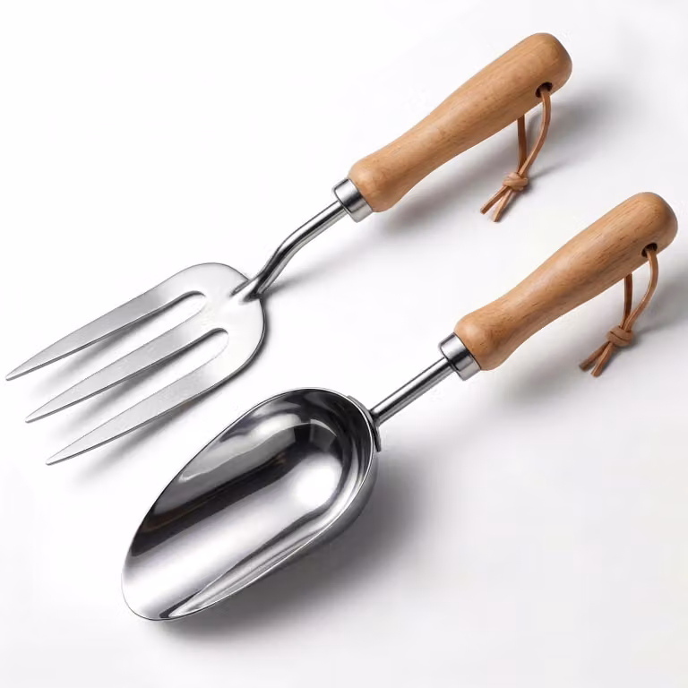 Omgoods - Set di 2 utensili da giardino in acciaio inossidabile