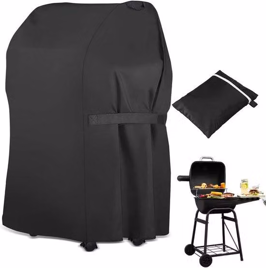Copertura impermeabile per barbecue, dimensioni 76 x 66 x 110 cm, realizzata in tessuto Oxford, con chiusura regolabile, ideale per proteggere barbecue, griglie e altri oggetti da esterno - colore nero