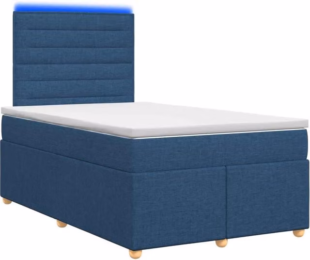 Letto box spring ibrido vidaXL con materasso a molle insacchettate e base contenitore, colore blu e bianco, L/P: 120 x 200 cm