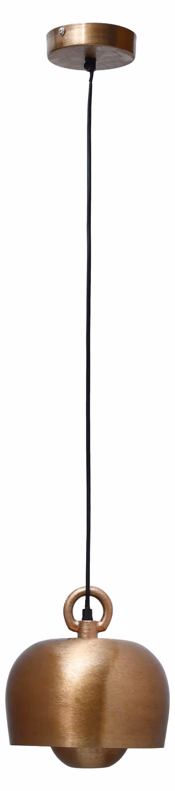 Lampada a sospensione Padiro, dimensioni 20,5 x 20,5 x 22,5 cm, finitura color rame, realizzata in ferro, con un diffusore in metallo compatto
