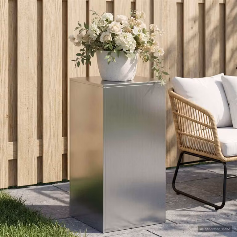vidaXL Supporto per piante in metallo argento per giardino e balcone L/P/H: 40 x 40 x 80 cm