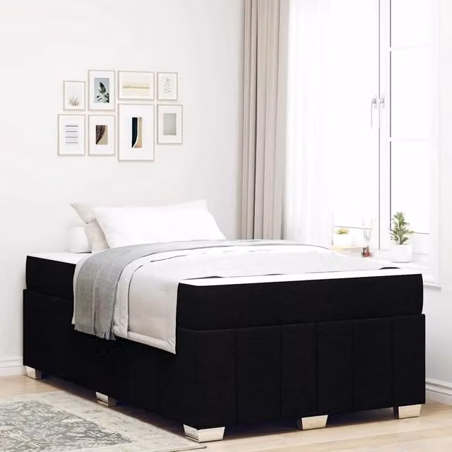 Struttura del letto con materasso Nero 120 x 200 cm Tessuto
