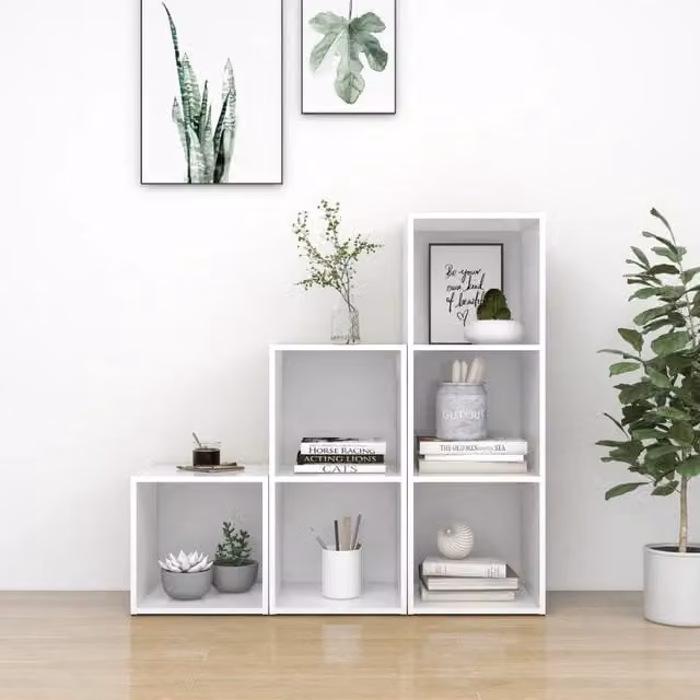 Set di mobili porta TV da 3 pezzi vidaXL in legno multistrato bianco stile classico per il tuo soggiorno