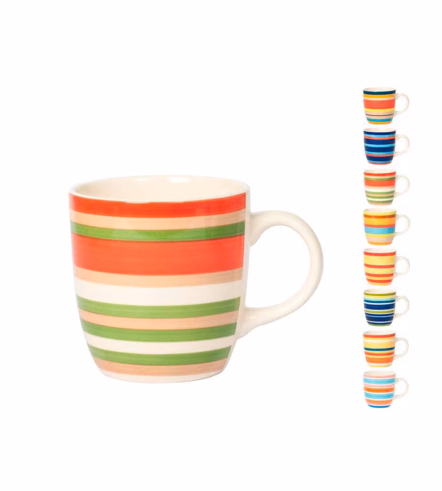 Maxi Mug Ceramica a Righe - Assortiti - 500 cc
