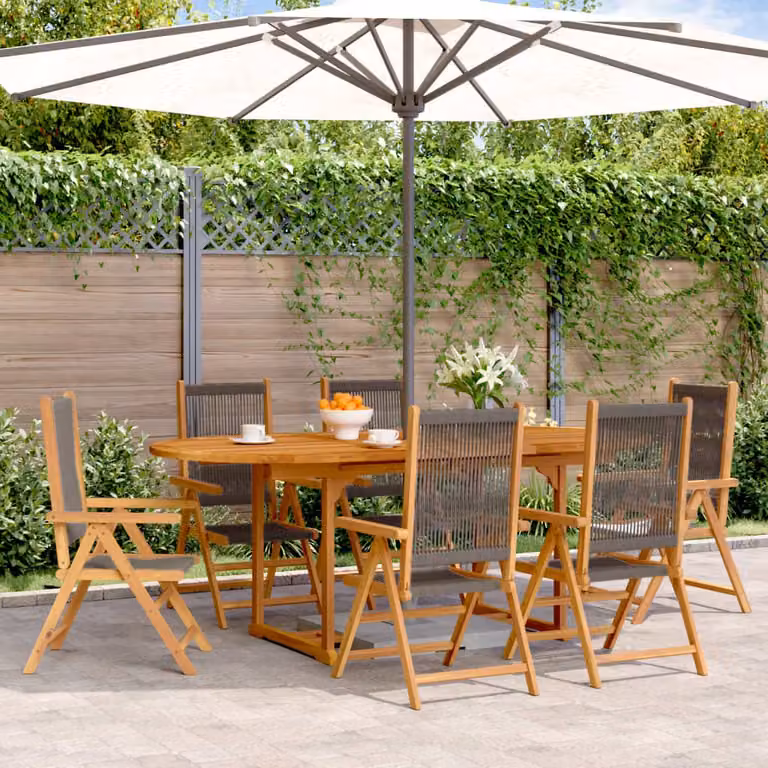 Maison Exclusive - Set da pranzo da giardino 7 pezzi in polipropilene e legno massello, grigio