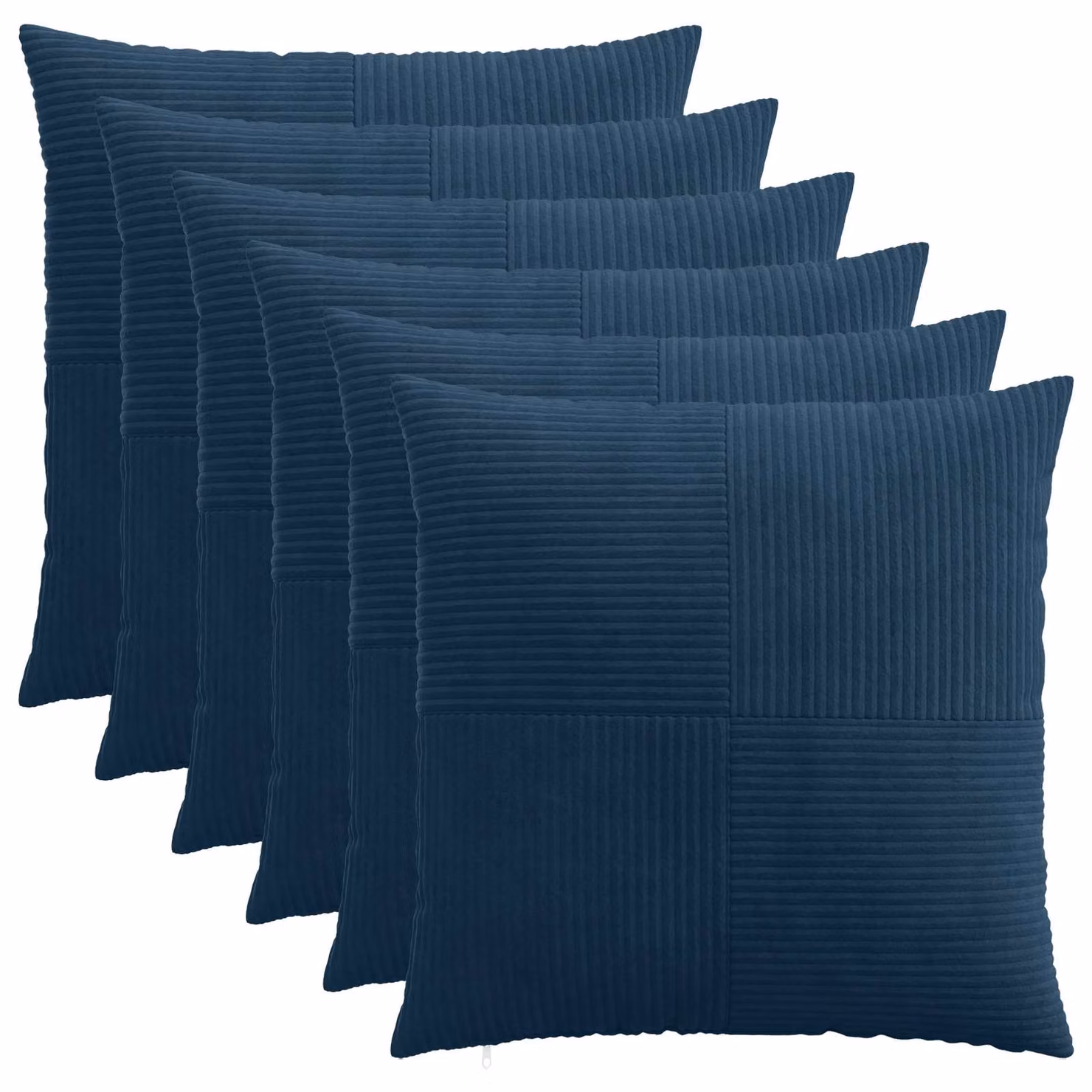 Set di 6 federe vidaXL ALMELO in velluto a coste blu navy, 70 x 70 cm
