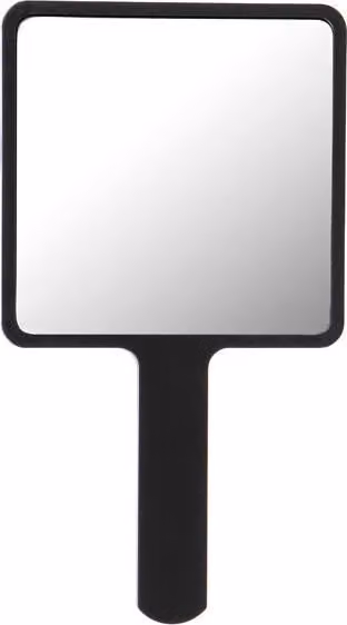 Specchio da mano UNIQ quadrato nero - Specchio da trucco compatto con manico opaco, 15 cm