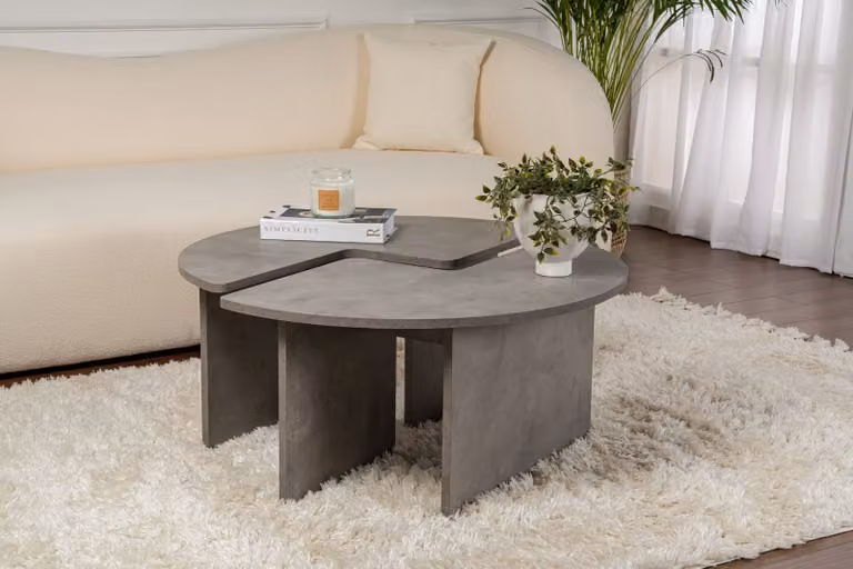 Skye Decor, Moira - Concrete Grey, tavolino, grigio cemento, piano in melamina 100 %, 90 x 90 x 41 cm