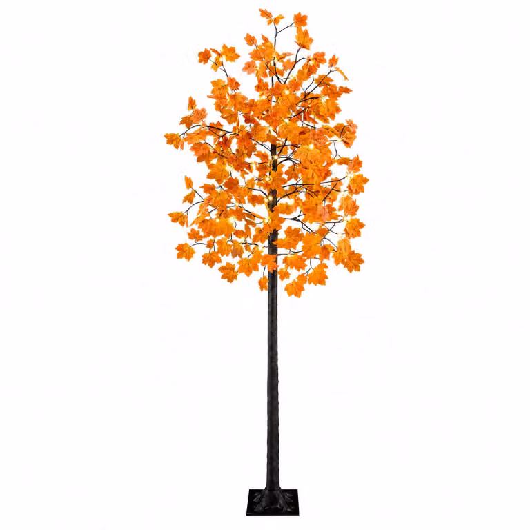 vidaXL Albero di Natale in acero con LED Marrone 240 cm Plastica
