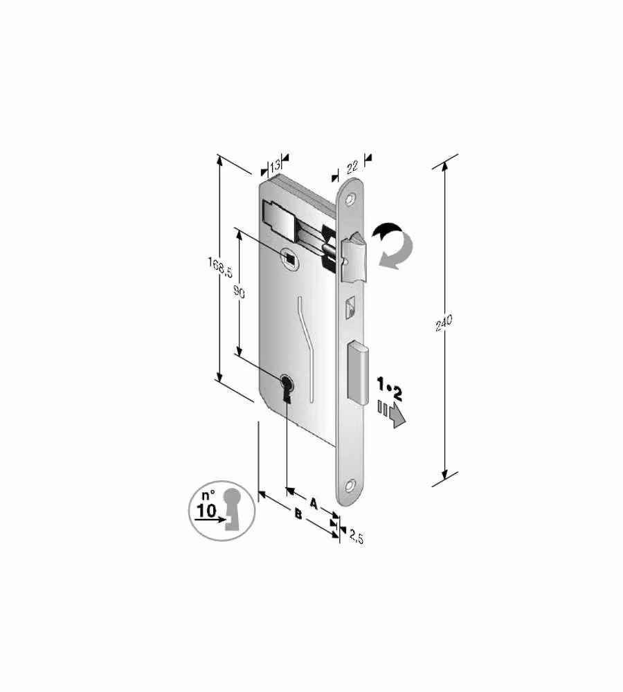 Serratura Patent Mm 8X90 E50 Bt Bronzata        Gb
