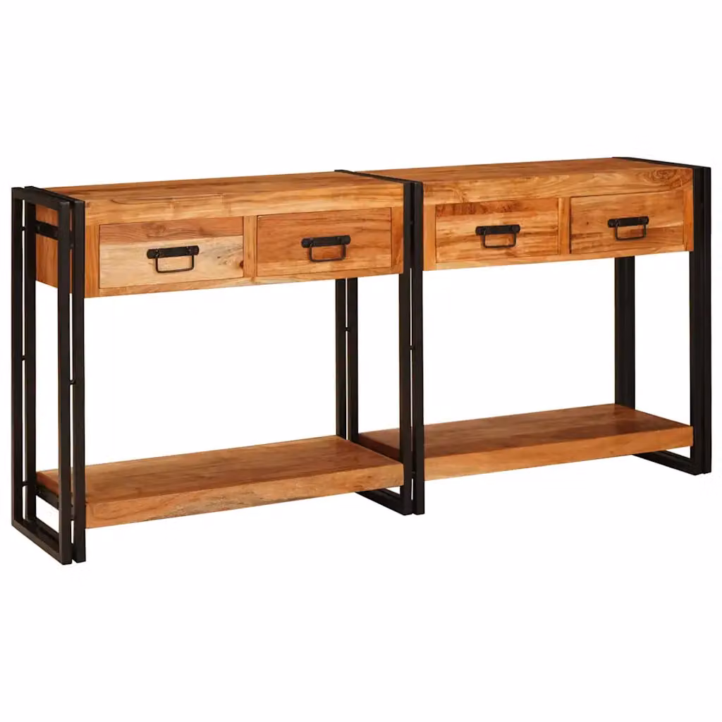 Set di 2 tavoli consolle vidaXL in legno di acacia marrone stile rustico L 161 x P 33 x H 75 cm