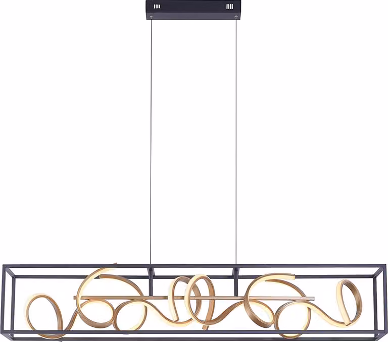 Paul Neuhaus, LED, lampada a sospensione Selina, nero-oro, 46W-2250lm, dimmerabile