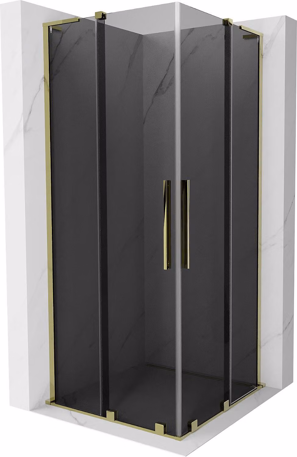 Mexen Velar L Duo cabina doccia scorrevole 80 x 80 cm, grafite, oro - 871-080-080-02-43-50