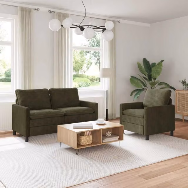 Set di divani 2 pz Verde Poliestere 3417099