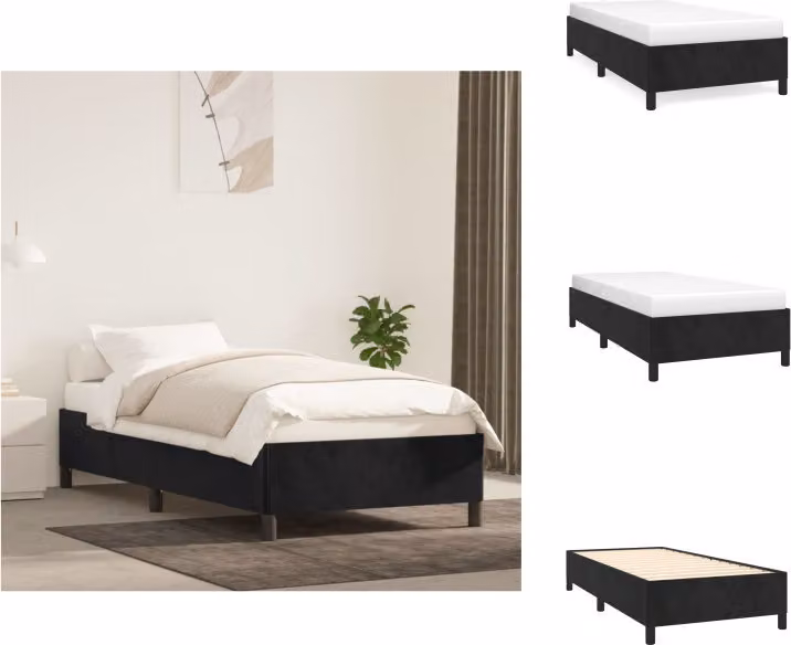 vidaXL Struttura letto nera 90x200 cm in velluto - Letti e strutture letto