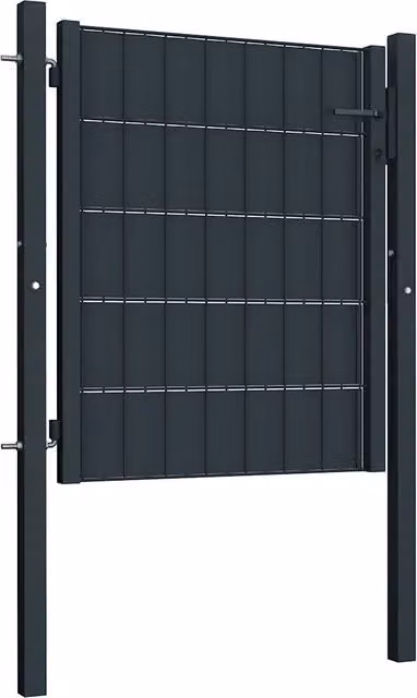 Cancello singolo a battente per recinzione in PVC e acciaio Design In, colore antracite, L: 100 cm, H: 100 cm, P: 40 cm, modello CFW2608490