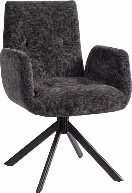 Poltroncina Girevole HOMCOM in Tessuto Nero con Gambe in Acciaio per Camera da Letto o Soggiorno