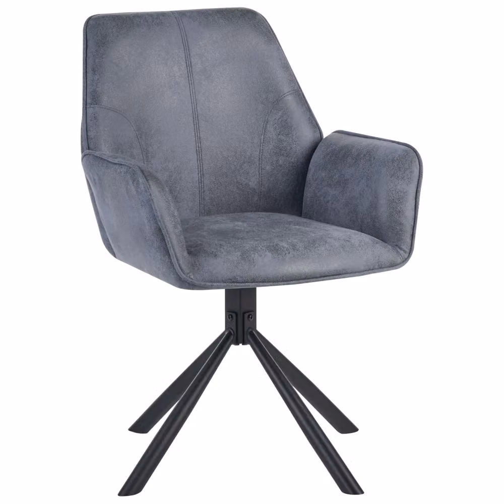 Set di 2 sedie da pranzo girevoli BELIANI in ecopelle grigia e nera con schienale alto e stile moderno – 2