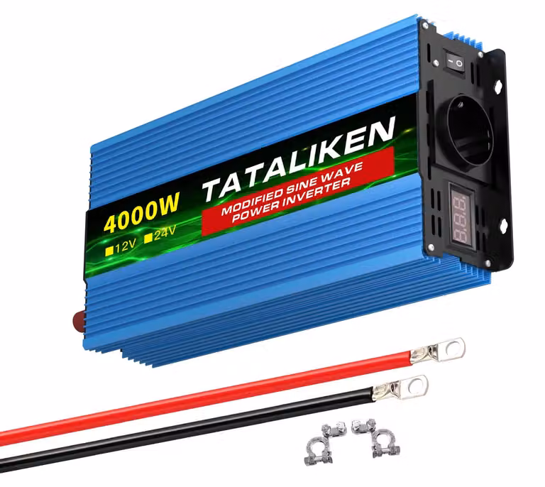 Inverter, controllo della temperatura, display digitale, 4000W, compatibile con prese europee, ingresso 12V, uscita 220V