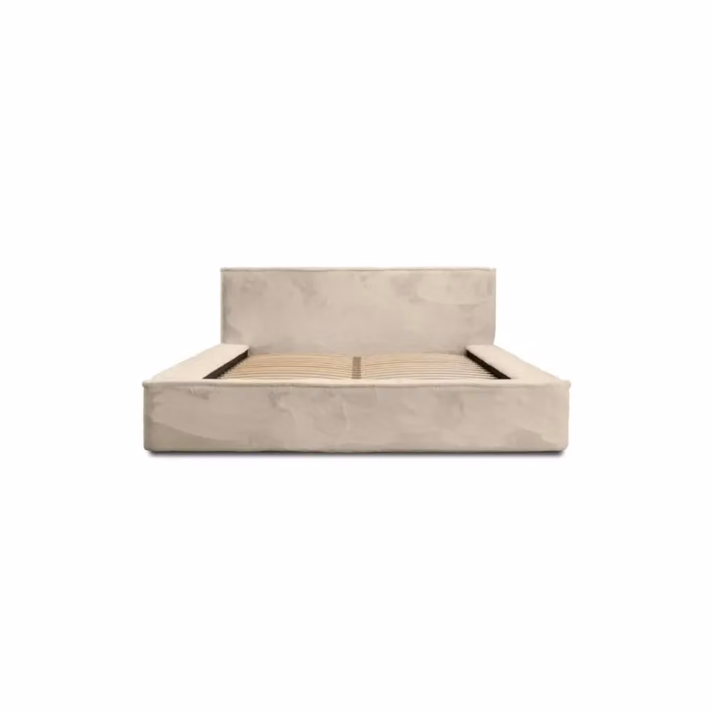 Letto contenitore ORLANE Meublorama in velluto beige duna con rete sollevabile L/P: 180 x 200 cm – 2