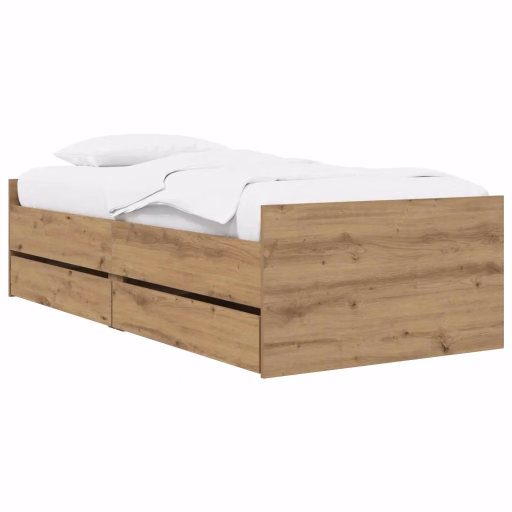 Struttura letto moderno vidaXL in legno ingegnerizzato color rovere con cassetti – 2