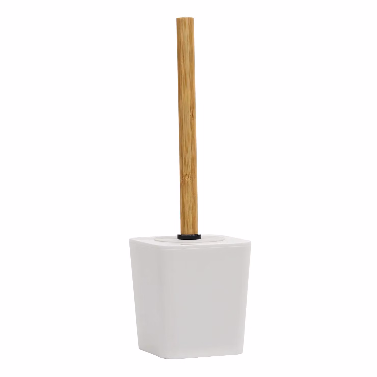 Portascopino con scopino in polistirene bianco e manico in bamboo Vestiamo Casa H 38 x L 11,5 x P 11,5 cm – 1