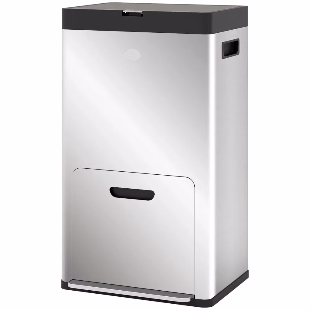 Cestino per rifiuti rettangolare a pedale Minimal in acciaio inox argento L: 45.7 cm, P: 35.8 cm, H: 76 cm – 2