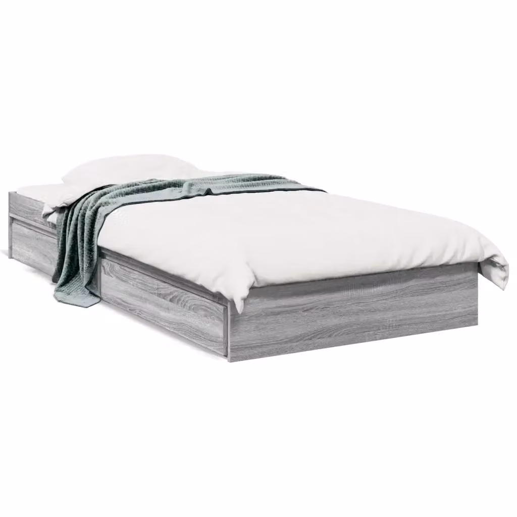 vidaXL Giroletto con Cassetti Moderno in Legno Multistrato Grigio 100x200 cm – 2