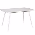 Tavolo allungabile Mateo, dimensioni 140-180 x 80 cm, per 6-10 persone. Tavolo da cucina con struttura in metallo, ideale per cucina o sala da pranzo, aspetto in legno, colore: bianco