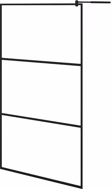 Parete Doccia Walk-in in Vetro Trasparente ESG Nera 115x195 cm CFW7194077