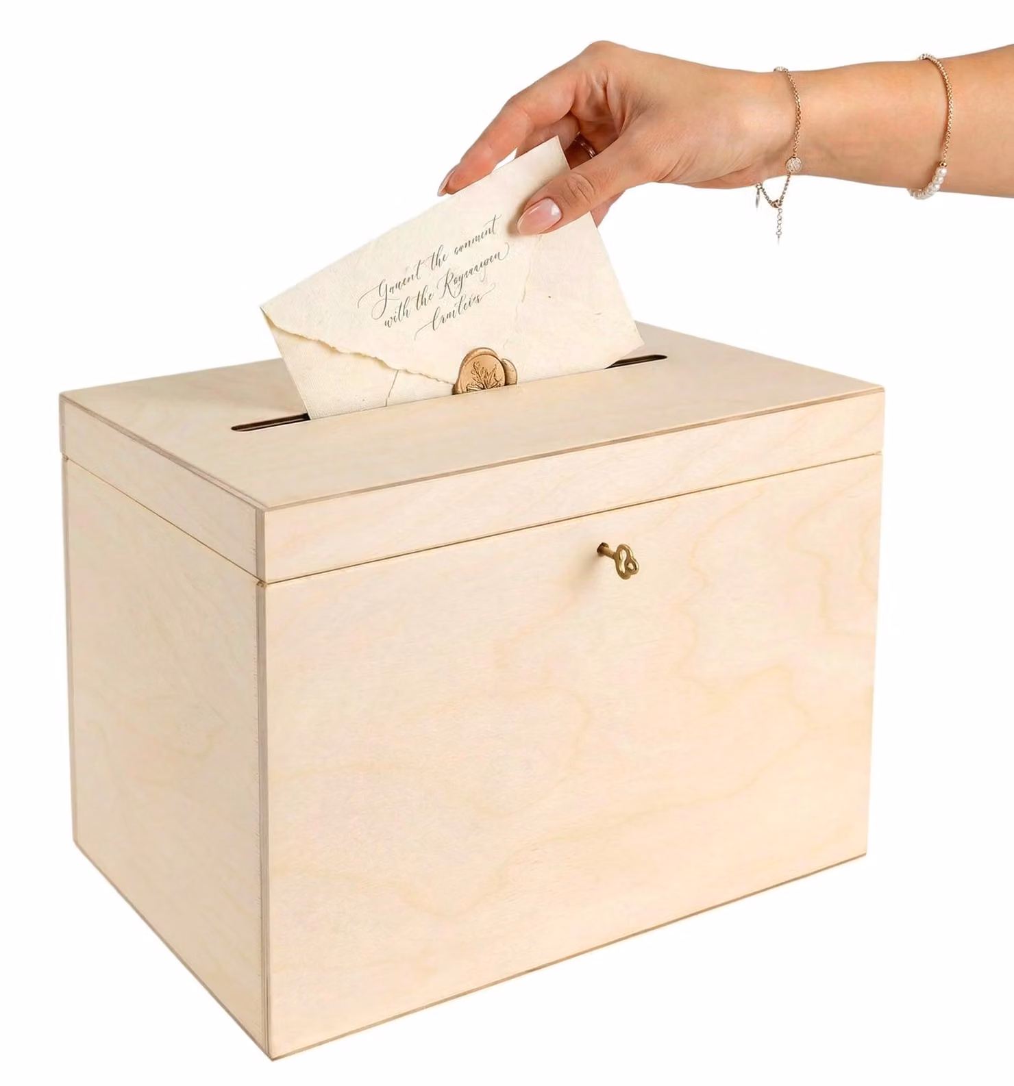 Creative Deco Scatola per biglietti di nozze in legno con coperchio | 29 x 20 x 22 cm