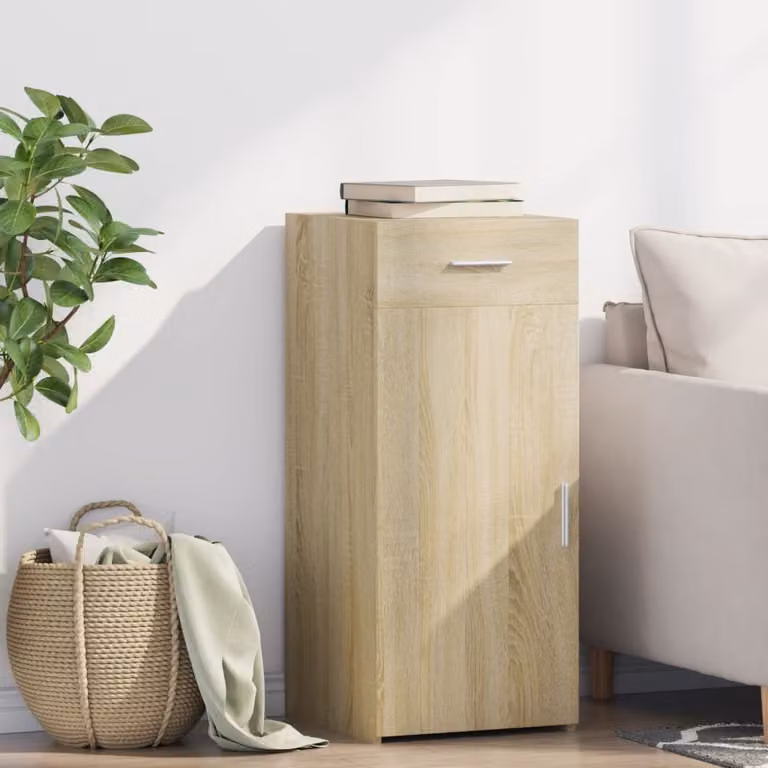 Credenza vidaXL in Legno Multistrato Rovere Sonoma, Colore Marrone e Beige, L 40 cm x P 42,5 cm x H 93 cm