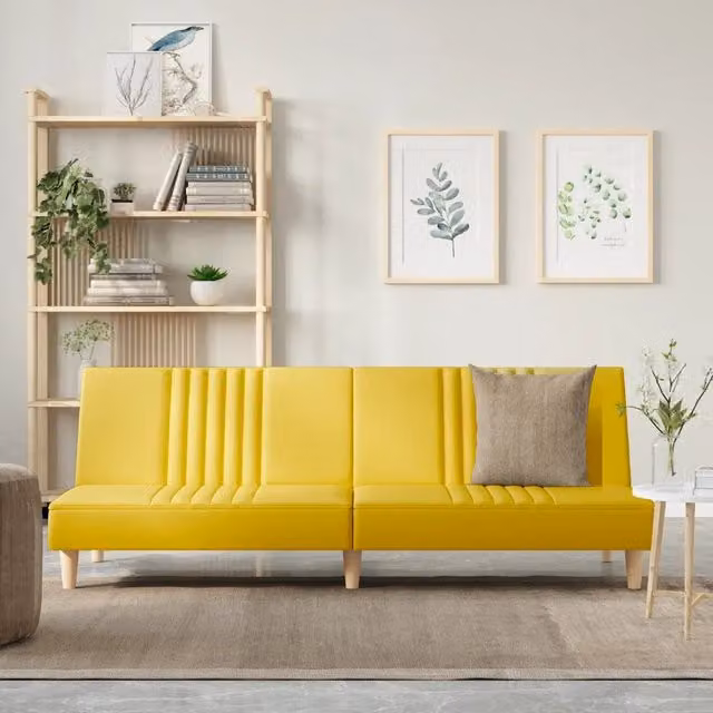 Divano letto-Sofa Letto-Daybed Giallo Chiaro in Tessuto 805256