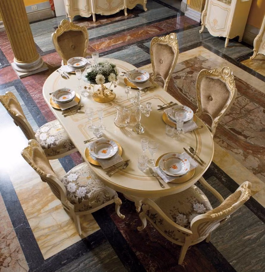 Design Esszimmer Set Garnitur Holz Möbel 2x Stühle mit Armlehnen 4x Stuhl 7tlg.