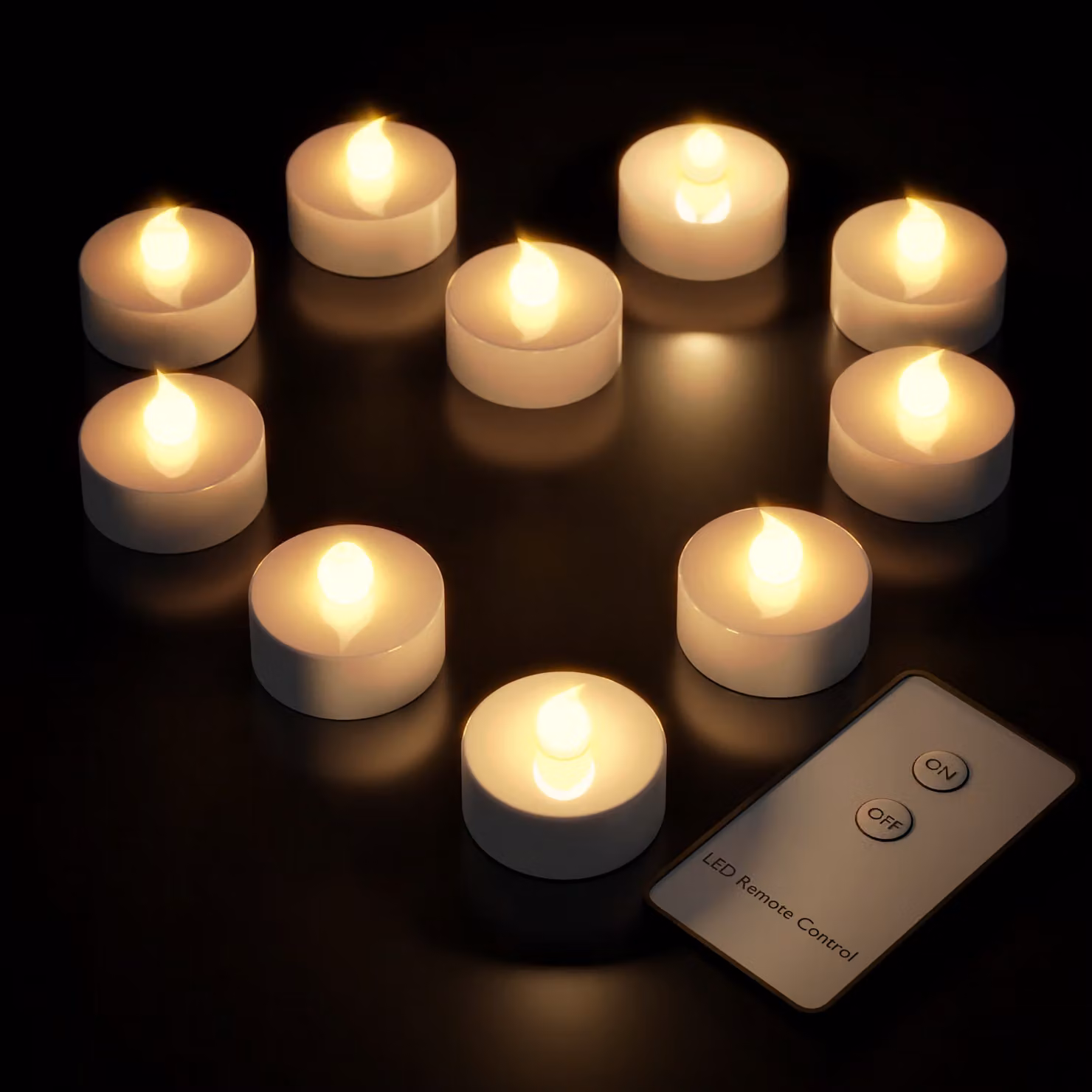 Set di 10 lumini LED bianchi e argento Monzana con telecomando ed effetto flicker per uso da tavolo – 2