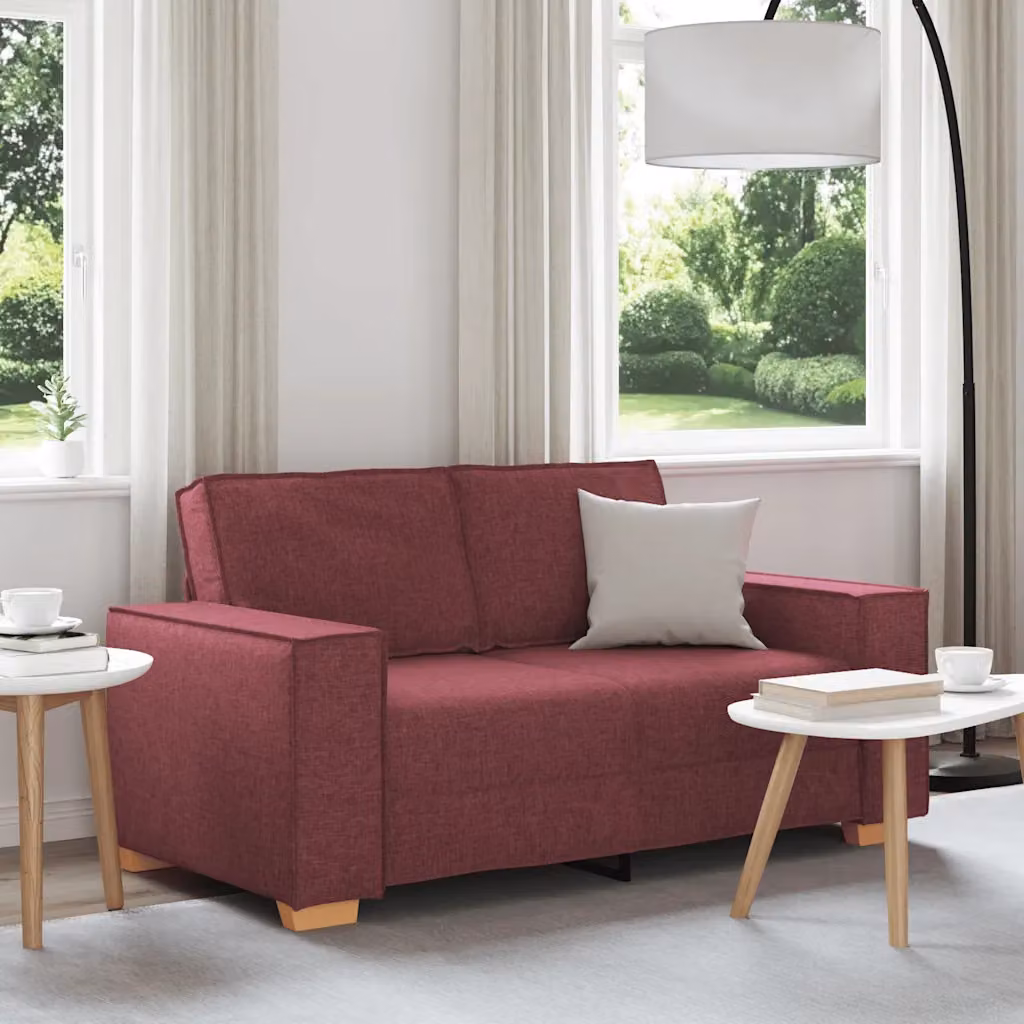 Divano a 2 posti vidaXL in tessuto rosso, design moderno con struttura in legno e metallo, L: 160 cm, P: 78 cm, H: 84 cm