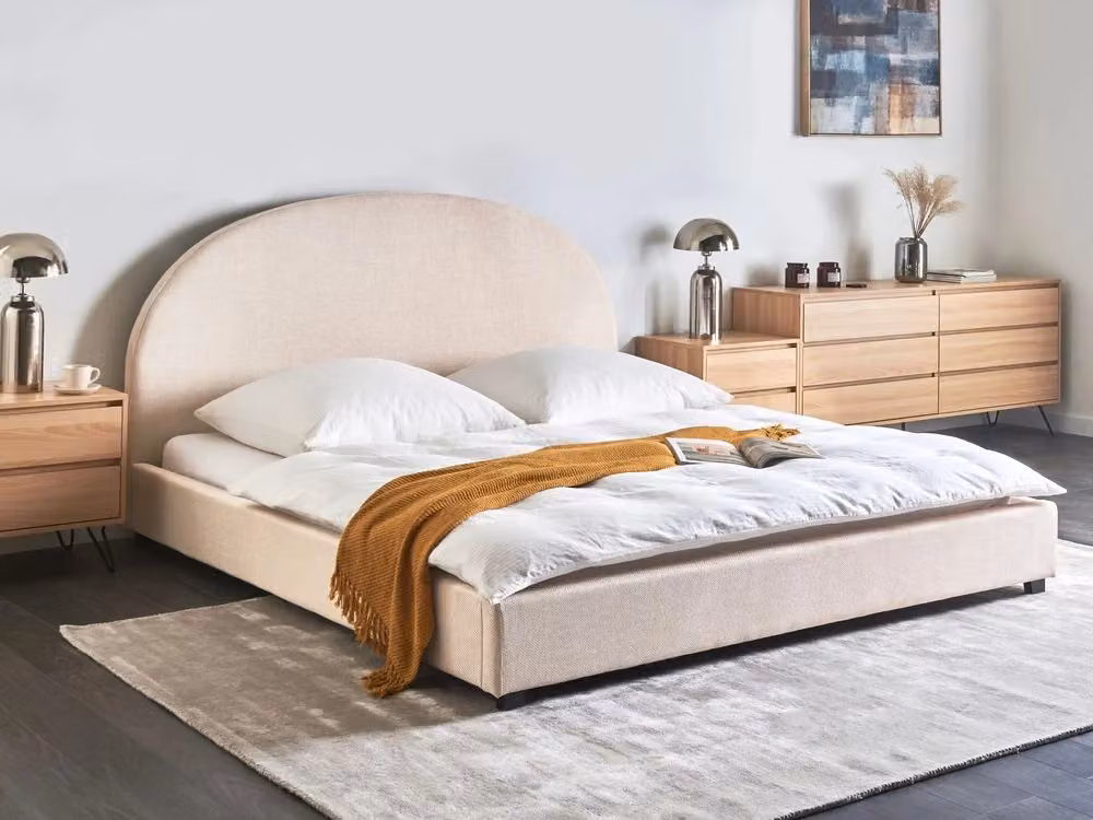 Letto ad acqua BELIANI con design retrò in tessuto beige, L/P: 180 x 200 cm – 2