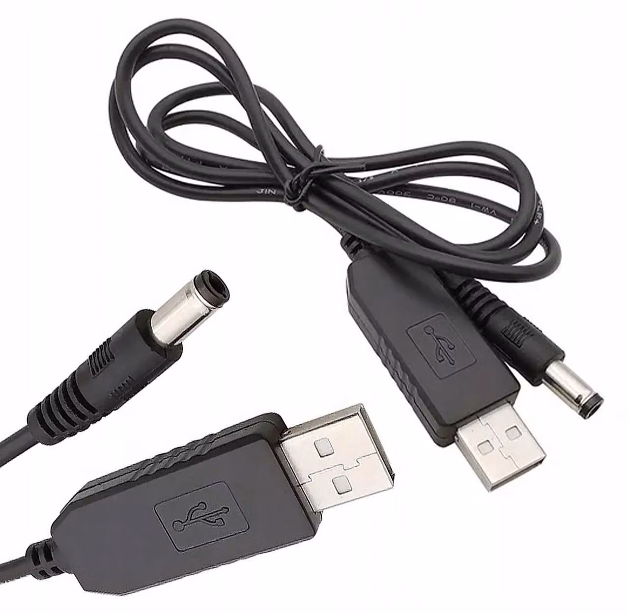 Rosfix Convertitore di Tensione USB-CC – USB da 5 V a 9 V, Connettore 5,5x2,1 mm | Cavo da 100 cm, Corrente di Uscita 0,8-1 a | Ideale per Router