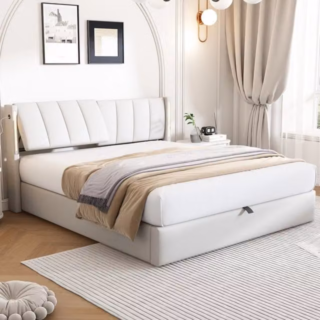 letto imbottito pu bianco 140 x 200 cm